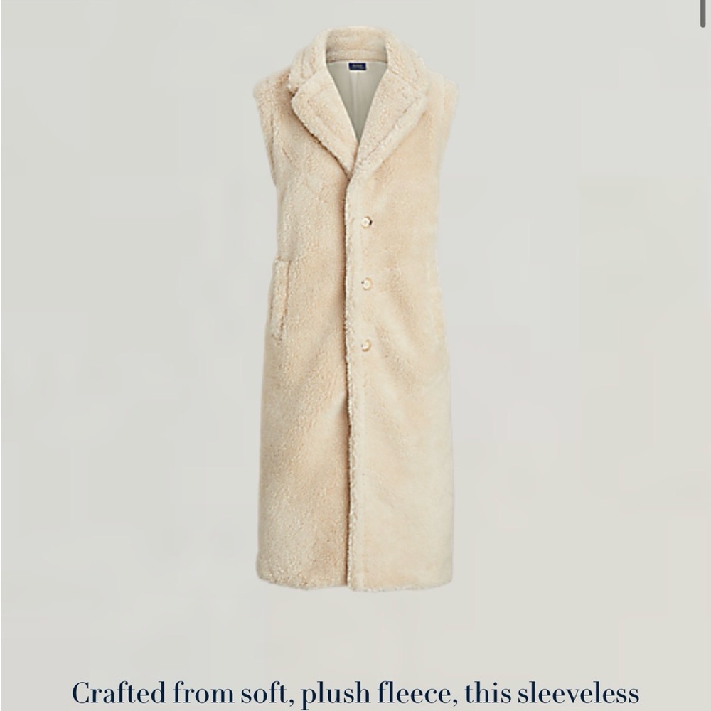 Sleeveless Ralph Lauren Cream Fleece Coat